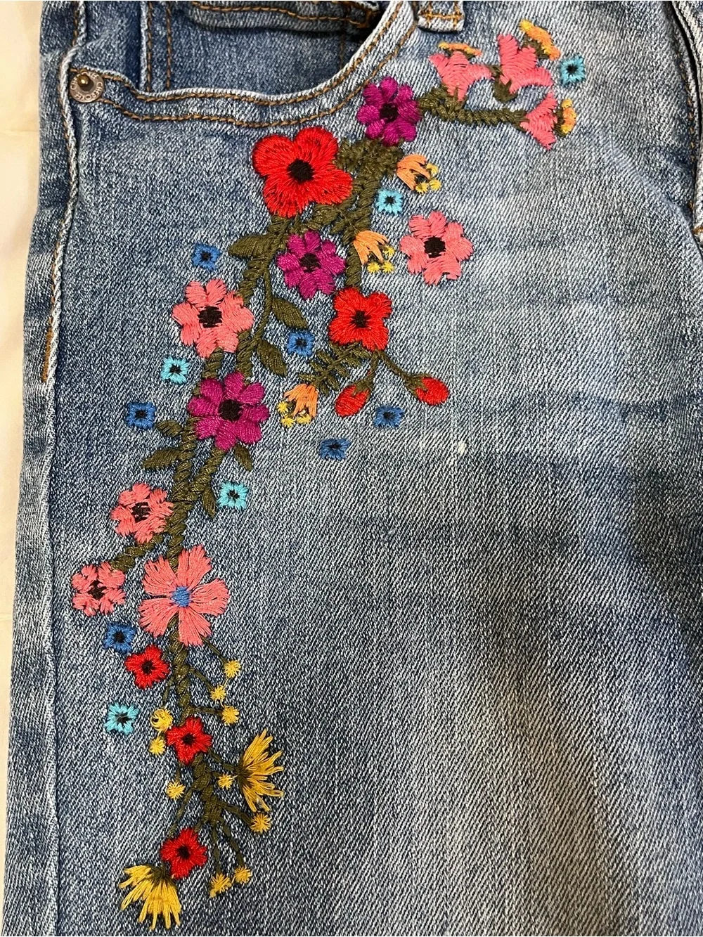 Cherokee Light Blue Skinny Jean with Floral Embroidery